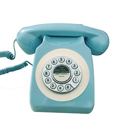 Teléfono retro, teléfonos fijos clásicos de moda antigua para el hogar/la oficina, teléfono rotativo azul francés antiguo con cable, regalo para decoración de arte