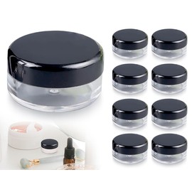Lhbwhiz 8 Stück Döschen Plastik,klarer Leerdose Schraubverschluss Kosmetikbehälter,Reise Töpfchen Döschen Set,Cremedose behälter,Flaschen Jar für Lippenbalsam,Lotion,Creme(5g,Schwarz)