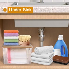 Hiitytin 2 PCS Trash Bag Dispenser Roll Holder, Trash Bag Holder Dispenser with Bamboo Top & Handles, Extra Large Garbage Bag Holder Dispenser Trash Bag Organizer Under Sink