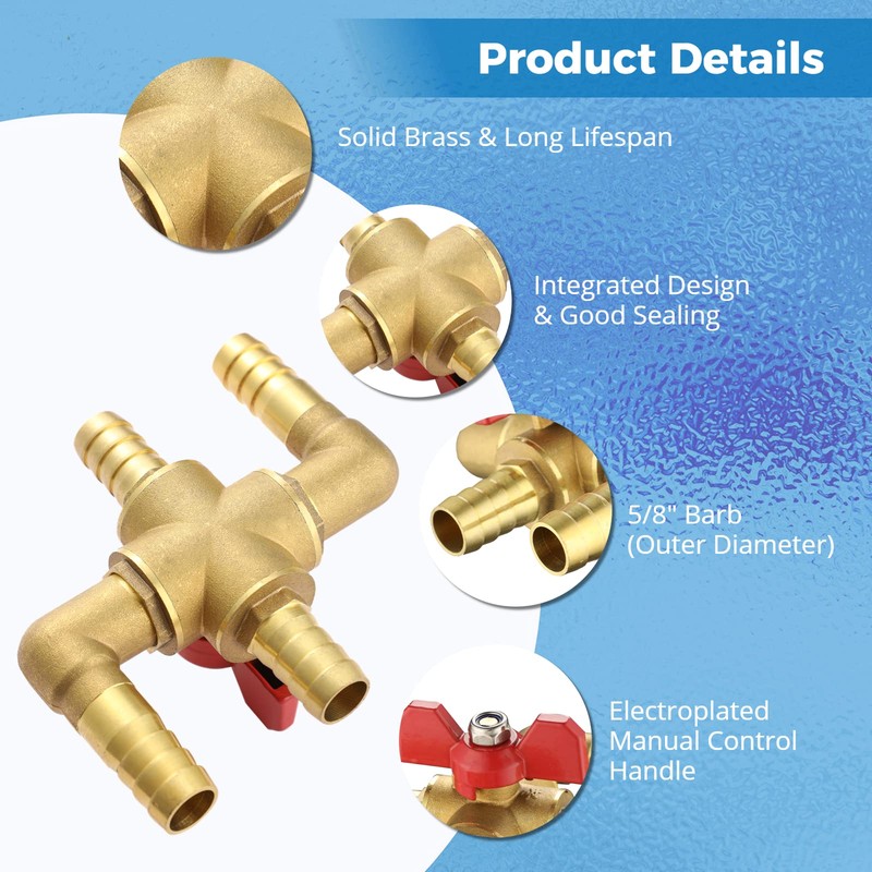 yeesport 4-way Automobile Heating Water Valve, Brass Automotive Integrated Manual