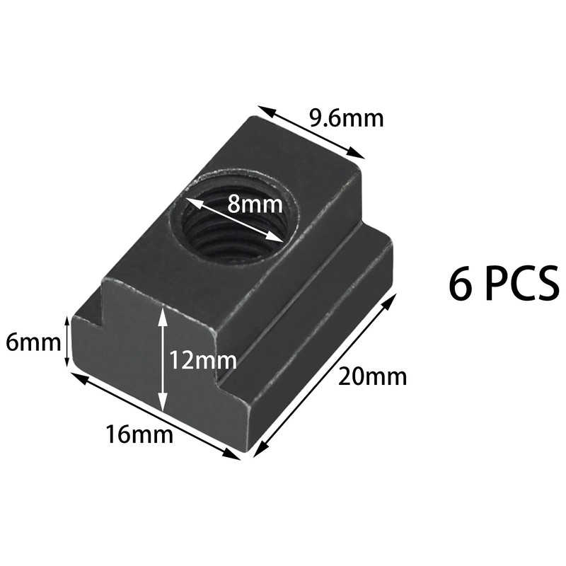 6 PCS T-Slot Nuts,T-Sliding Nut Blocks – Ideal for Machine