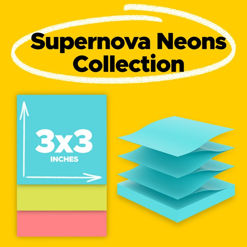 Post-it Super Sticky Dispenser Pop-up Notes, 10 Sticky Note Pads,