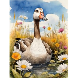 Amiiba Pre Printed Cross Stitch Kits for Adults, Duck 11ct Stamped Embroidery Kits 15.7×19.7 inch DIY Wall Art Decor for Beginners Kids