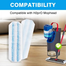 12 Pack Microfiber Mop Pads Refill for O-Cedar H2prO Flat Mop System, Washable and Reusable Mop Replacement Heads for Floor Deep Cleaning, Mop Pad Refills for Wet and Dry Floor