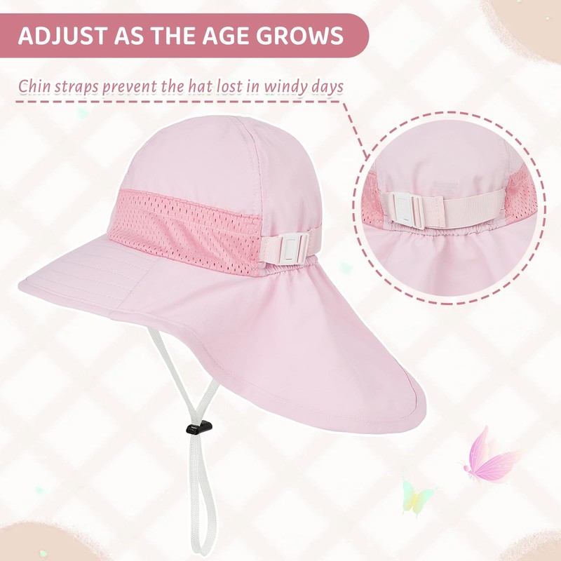 PONCEAU Baby Sun Hat Toddler Kids Neck Protection Flap Hat