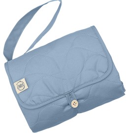 Jubi® Changing Mat Blue Made of Organic Cotton and ÖkoTex Polyester - Changing Mat for on the Go with Space for 4 Nappies & Wipes