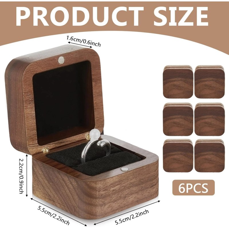 Brand: Loetere 6 Pcs Wooden Ring Boxes for Wedding Ceremony