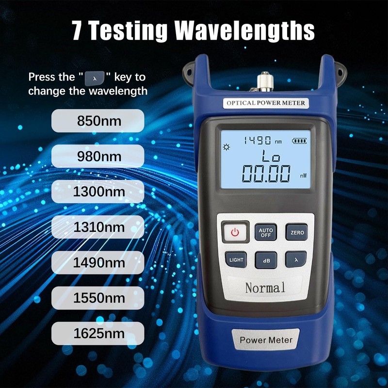 Flylin Fiber Optical Power Meter, Handheld Cable Tester with Visual