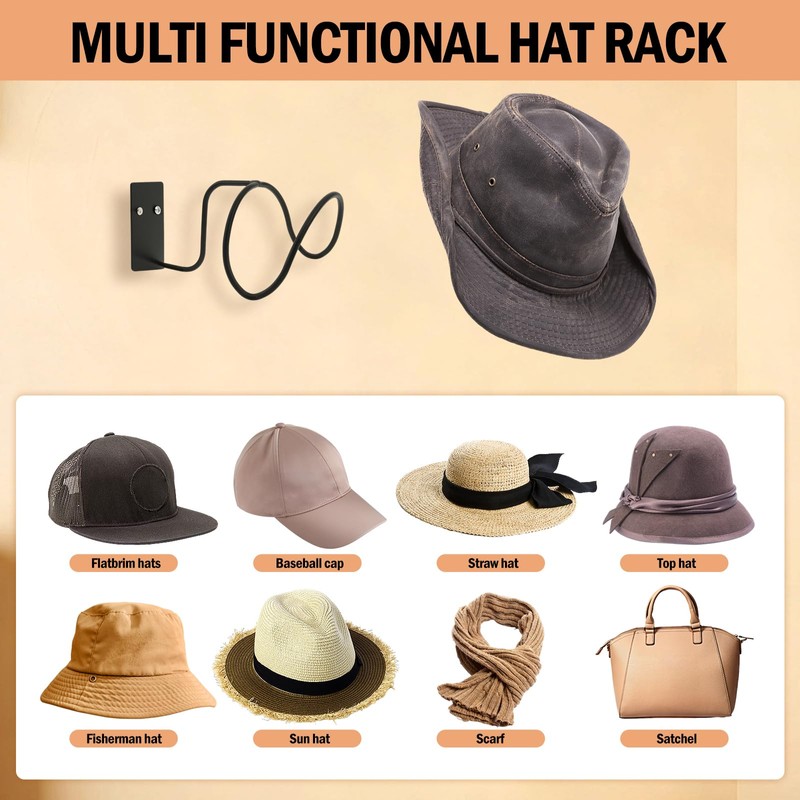 FAMIWIN 4 Pack Cowboy Hat Holder, Metal Cowboy Hat Hanger