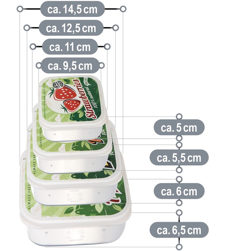 com-four 8-Piece Fruit Storage Containers Set - Lunch Boxes in