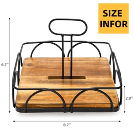 WRINGKIT Condiment Caddy with Handle Lazy Susan, Wood Spice Caddy, 360° Turntable Organizer for Cabinet, Kitchen, Condiment Holder for Table, Restaurants, Seasoning Tray, 8.66 Inch