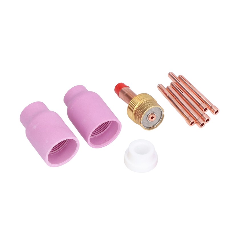 9Pcs/Set TIG Gas Lens Collets Body Brass Nozzle Ceramic Cup
