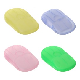 JSKWIKE 4 Boxes Soap Paper Soap Sheets Leaves Soap for On the Go Disposable Paper Soap Sheets Travel Portable Paper with Plastic Box for On the Go Travel Camp Outdoor