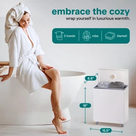 SereneLife Luxury Rectangle Towel Warmer - Spa & Bathroom Heater with Custom Fragrance, Auto Shut-Off, Fits 2 large Towels, Blankets, Bathrobes, PJ's - Perfect Gift for Him & Her (Silver)