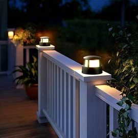 JHOTEC Pillar Lights,Outdoor Post Lights,Outdoor Column Lights, Deck Lights, Fence Lights,Post Cap Lights,lamp Post,High Voltage Wired Waterproof Aluminum Post Light,IP65 (Round, 5X5IN)