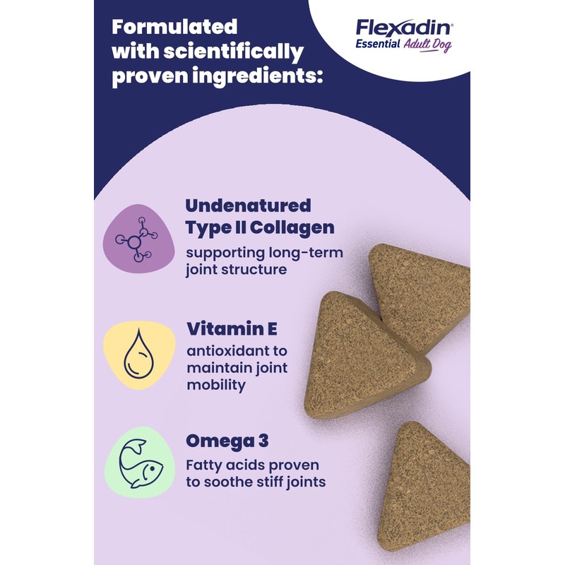 Flexadin Essential Joint Care Supplement for Adult Dogs containing Undenatured