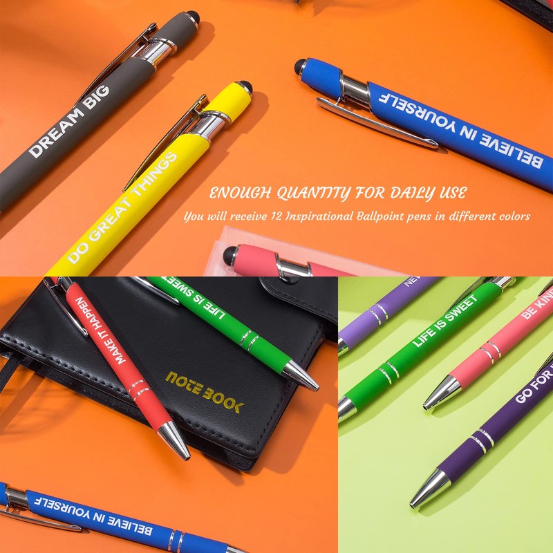 HLPHA 12 Pieces Motivational Inspirational Quotes Snarky Screen Touch Stylus