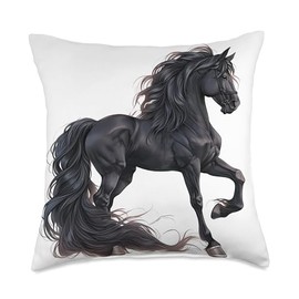 Horse Friesian Horse Rider Birthday Equestrian Throw Pillow