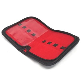 All-Purpose Faux Leather Pouch Zipper Case Versatile Molle with Protective Flap and Elastic Straps to Store Organize Sort Wide Variety of Tools, Holds 8 Instruments, 8"x6"