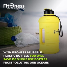 Fitoness Big Water Bottle - 1.3 litre water bottle with Premium Leak Proof Lid, BPA Free Material with Markings to track Water Intake Ideal for Kids School Water Bottle, Workout, and Travelling