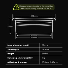 NOTSEK 58mm Precision Filter Basket, 18g Double Espresso Portafilter Basket, 304 Stainless Steel Portafilter Basket for 58mm portafilter (H24)