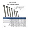Split Cotter Pins Stainless Steel Marine Grade (Pack of 20)