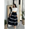 Kate Kasin Black Long Skirt for Women Tiered Maxi Skirt