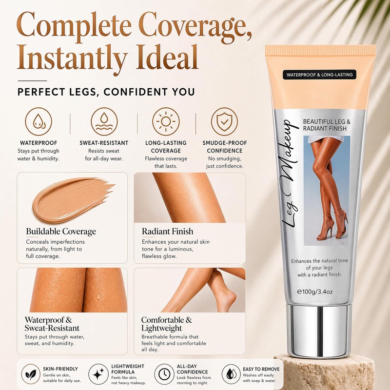 Leg Make Up Waterproof, 24-Hour Body Coverage Perfector for Legs,