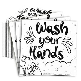 100 Pcs Paper Black White Decorative Napkins Disposable – 3 Ply Hand Towels for Bathroom Guests, Wash Your Hands Hygiene Design for Weddings Parties Baby Shower