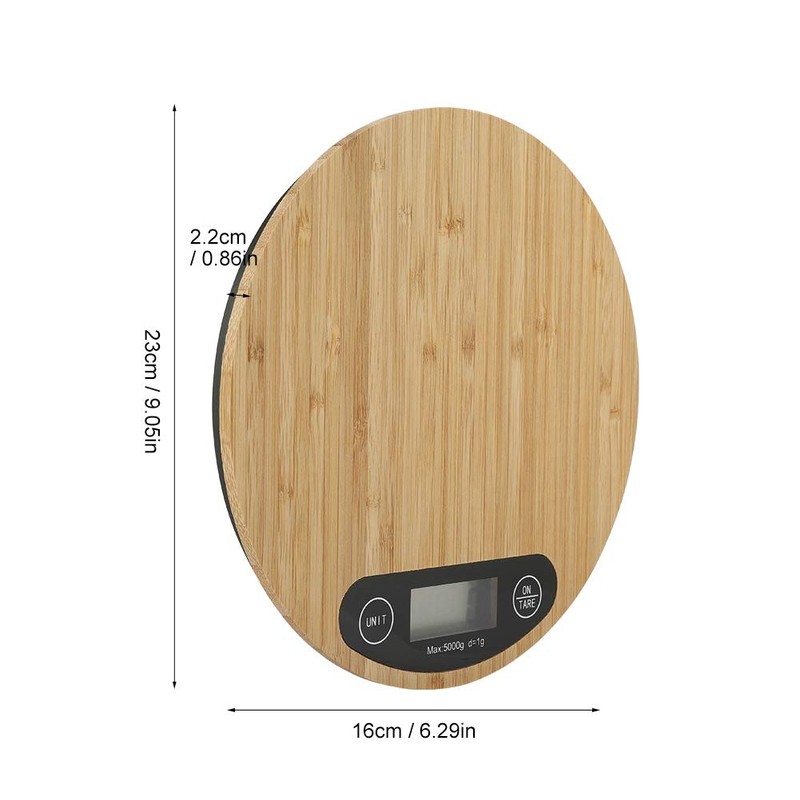 Digital Kitchen Scale Round Bamboo Electric Meat Food Weighing Scale