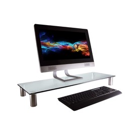 Monoprice 116356 Multimedia Riser Desktop Monitor Stand - Clear Glass, Large 30.8 x 11 Inches - Workstream Collection, 30.8" x 11.0"