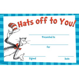 Eureka Cat in The Hat Hats Off to You! Set of 36 Recognition Awards