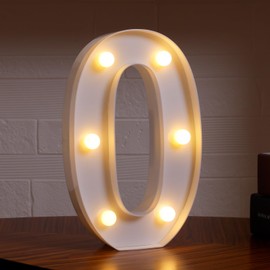DyingSwan Led Light Up Numbers,0-9 Numbers Light Up Lights, Decorative Led Numbers Lights, Battery Powered Numbers Sign Lights for Party, Night Light, Home Decor(Letter 0, Warm White)