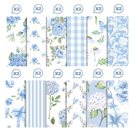 24 Sheets Hydrangea Flower Pattern Scrapbook Paper, 12 Designs Scrapbook Craft Paper, 12 x 12 Inch Card Making Scrapbook DIY Background Paper