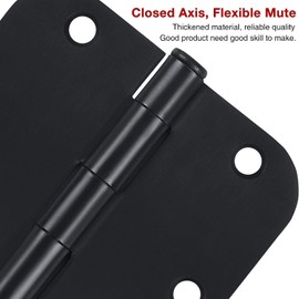 30 Pack Matte Black Interior Door Hinges Round 3.5" x 3.5 Inch 5/8"Radius Heavy-Duty Mat Hinge for Doors Standard Bedroom Work Office Door Hardware Removable Pin,Farm,Shed,Gate,Greenhouse Vent Window