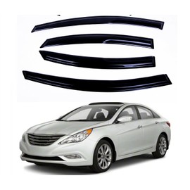 Fits Hyundai Sonata 2011 2012 2013 2014 Acrylic Safe Smoke Window Visor Set - Sun, Rain, and Vent Protection, 4-Piece Tape-On Window Deflector Guard Kit, 2mm Thickened