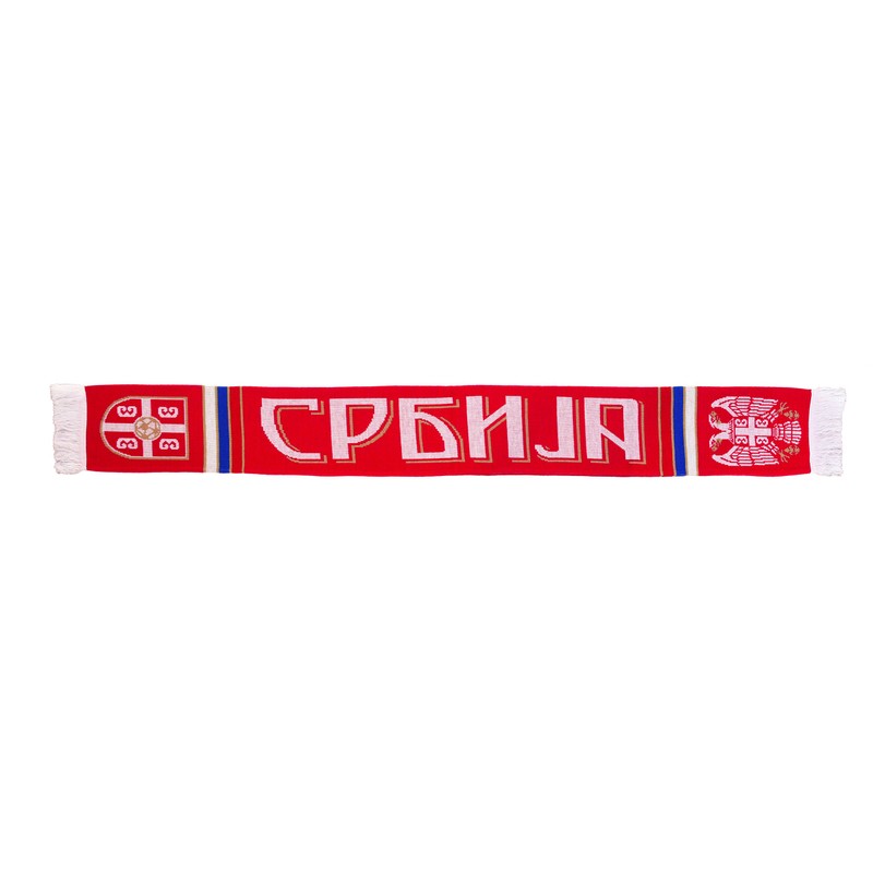 Serbia Soccer Knit Scarf, Red White Blue Gold, One Size