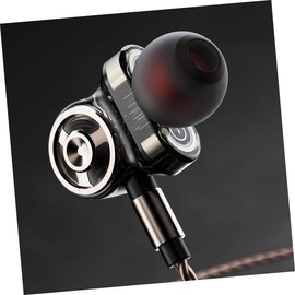 LABRIMP Driver Unit Wired Earbuds with Mic Stereo Sports Headset Braided Wire Metal Design for Music Movies Gaming Rich Bass Sound Ergonomic Fit Red