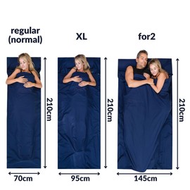 Silkrafox Cotton Sleeping Bag Cotton with Zip and Cushion Compartment Ideal as a Lightweight Summer Sleeping Bag for Travel Inlay Inner Sleeping Bag Small Thin Light with Bag Grey