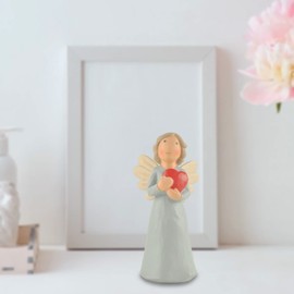DurableDelights Angel Figurine with Love Holding Heart in Hand Cute Resin Angel Statue for Your Lover Wonderful Study Table Officer Decor 5.83" Inch