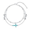 Genuine Turquoise Cross Bracelet with Leaf, Sterling Silver Summer Beach