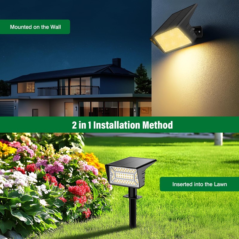 LAMKEEP Solar Spot Lights Outdoor with 60 LED & Auto