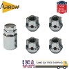 ARROW 4x Chrome M12x1.25 Anti-Theft Open End Wheel Lock &