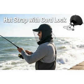 YOFAN Adjustable Hat Strap with Cord Lock & Clips - Anti-Loss Windproof Strap for Outdoor Sports (Black)