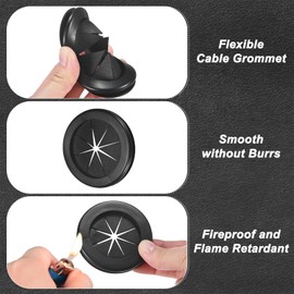 M METERXITY 4-Pack Rubber Grommets for Wiring 60mm Desk Grommet Double-Sided Flexible Cable Cord Grommet Desk Hole Cover for Cables/Wires Through Protection [Black, Petal-Shaped]