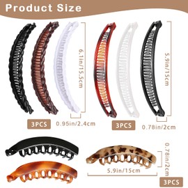 ePicsoa Pack of 9 Banana Clips, Decorative Hair Clips, Women, Non-Slip Design, for Women and Girls, Ponytail Hair Clip, Thin or Thick Hair, with Extra Hold, Suitable for Everyday Use