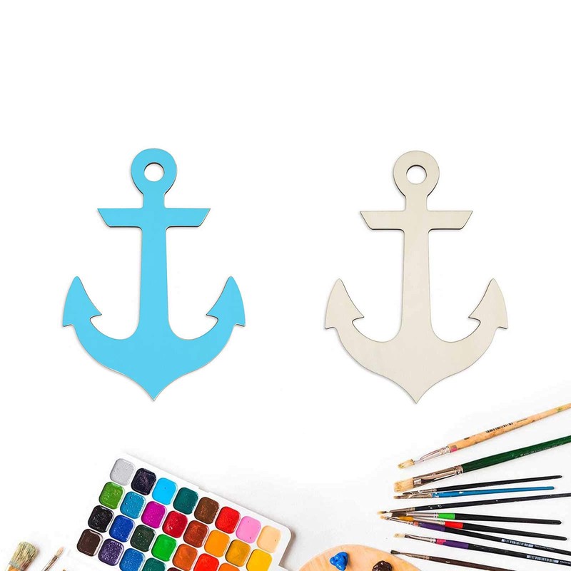 Anchor Shape Hanging Wood Unfinished Wood with Twines DIY Craft