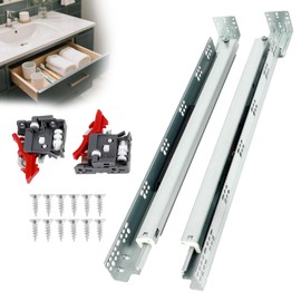 4 Pair Undermount Drawer Slides 21 Inch，Hidden Heavy Duty Cabinet Slides，Soft Close Drawer Slides with Adjustable Handle & Rear Mounting Bracket, Suitable for Cabinets/Office Cabinets