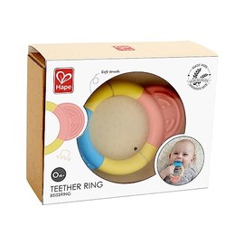 Hape, Mordedor para bebés desde 0 meses en adelante, Suave, Ecológico a base de arroz japonés, color: tricolor, Modelo: E0026