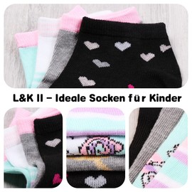L&K-II 10/12 Children's Girls Socks with Cute Patterns Trainer Socks Kids Cotton Colourful 2848 VA, 12 pair-2850